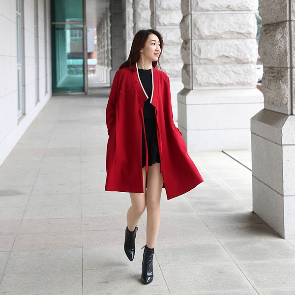 여성 두루마기 재킷 [레드]배우 김가연 착용 한복로브 한복코트 한복두루마기